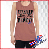 T-SHirt, eat sleep Muay Thai Repeat, gray, muscle tank for women