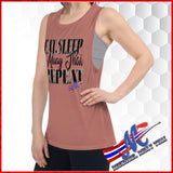 T-SHirt, eat sleep Muay Thai Repeat, gray, muscle tank for women