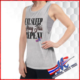 T-SHirt, eat sleep Muay Thai Repeat, gray, muscle tank for women