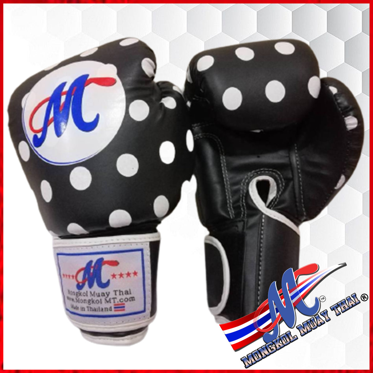 White And Black Polka Dot Print Muay Thai Boxing Shorts main image 1