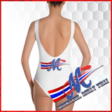 SWIMSUIT, ONE-PIECE SWIMSUIT, WHITE, FIGHTERS MUAYTHAI, BIKINI XS,S,M,L,XL BACK VIEW