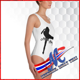 SWIMSUIT, ONE-PIECE SWIMSUIT, WHITE, FIGHTERS MUAYTHAI, BIKINI XS,S,M,L,XL RIGHT VIEW