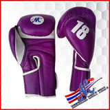 Mongkol Scorpion Collection Boxing Gloves – Purple/White Leather 16oz.