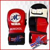 Mongkol MMA Shooter Real Leather Gloves RED