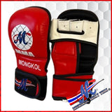 Mongkol MMA Shooter Real Leather Gloves RED