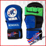 Mongkol MMA Shooter Real Leather Gloves Blue