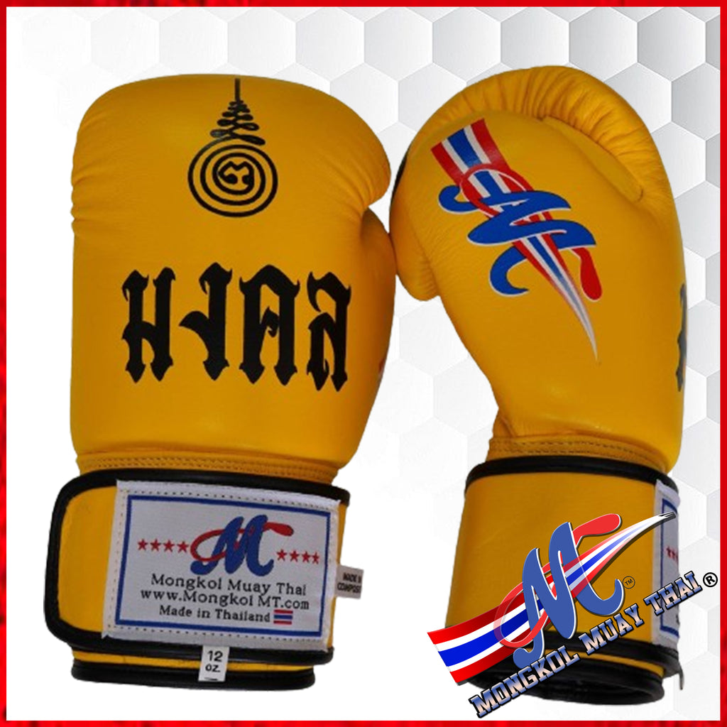 thai bo handschuhe Mongkol Boxing gloves yellow color 12oz – Mongkol Muay Thai Fight Gear