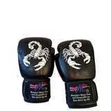 Mongkol boxing gloves Black leather scorpion 160z Epic Collection
