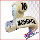 MONGKOL M18 BOXING GLOVES – OFF WHITE (REAL LEATHER)