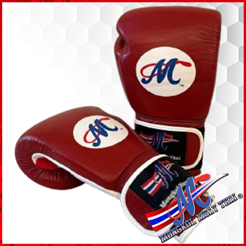 Mongkol boxing Burgundy Thai flag 16oz  real leather
