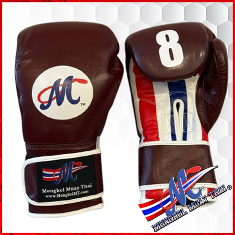 Chocolate Brown Real Leather Muay Thai Gloves 14oz