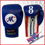 Blue - Thai Flag lace up gloves 12.oz