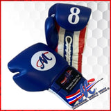 Blue - Thai Flag lace up gloves 12.oz