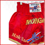 Mongkol Muay Thai Nak Sue Shorts – Red (Zipper Pocket Edition)