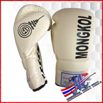 Signature Series Lace-Up Muay Thai Gloves - Off White (16 oz)