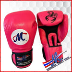 Scorpion Collection Pink/Black Real Leather Muay Thai Gloves 10oz