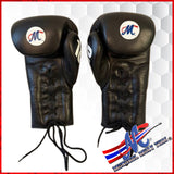 Mongkol Epic Collection Boxing Gloves – Red Scorpion (Black Leather, Lace-Up, 16oz)