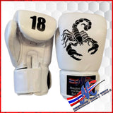 Mongkol Epic Collection Boxing Gloves – Scorpion (White Leather) 10oz.