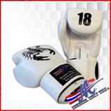 Mongkol Epic Collection Boxing Gloves – Scorpion (White Leather) 16oz.