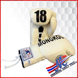 Mongkol boxing gloves Lace-Up  Off White (16 oz) NEW