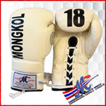 Mongkol boxing gloves Lace-Up  Off White (16 oz) NEW