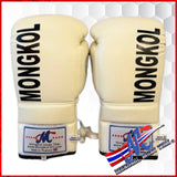 Mongkol boxing gloves Lace-Up  Off White (16 oz) NEW