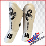 White Scorpion Mongkol Shin Guards – Real Leather | White