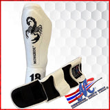 White Scorpion Mongkol Shin Guards – Real Leather | White