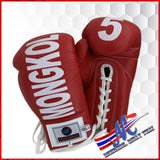 Mongkol Boxing Gloves- Red Lace Up #5**