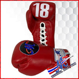 Mongkol Boxing Gloves - Red No.18 Lace up Pro