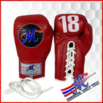 Mongkol Boxing Gloves - Red No.18 Lace up Pro